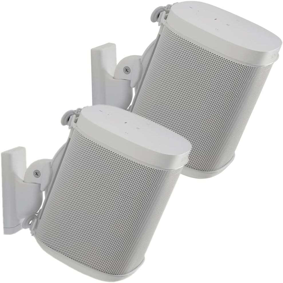 Sanus WSWM22-W2 Speaker Wall Mount for Sonos ONE, Play:1 & Play:3 (Pair) - White