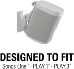 Sanus WSWM22-W2 Speaker Wall Mount for Sonos ONE, Play:1 & Play:3 (Pair) - White