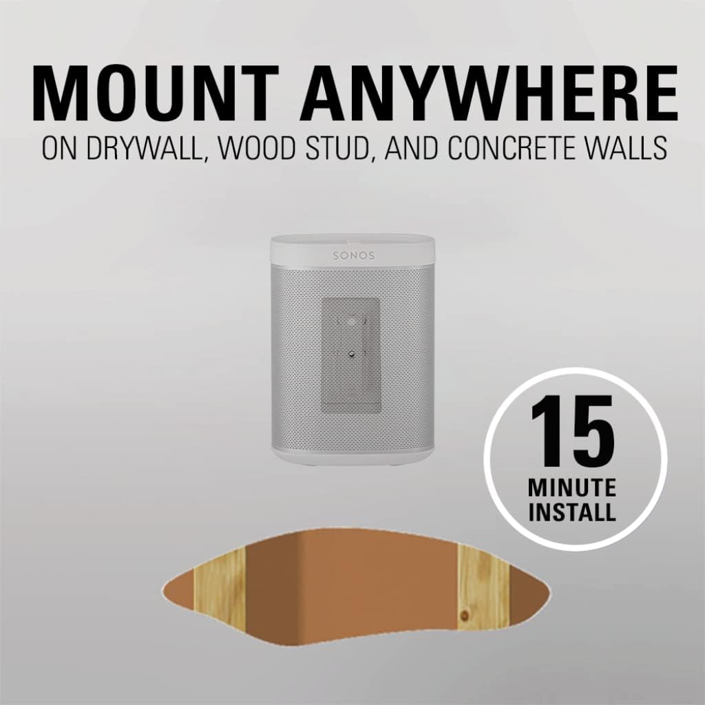 Sanus WSWM22-W2 Speaker Wall Mount for Sonos ONE, Play:1 & Play:3 (Pair) - White