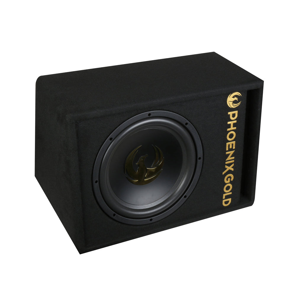 Phoenix Gold Z10AB 10 Inch 200W RMS  Active subwoofer bass-box with built in amp incl. cable kit & remote control