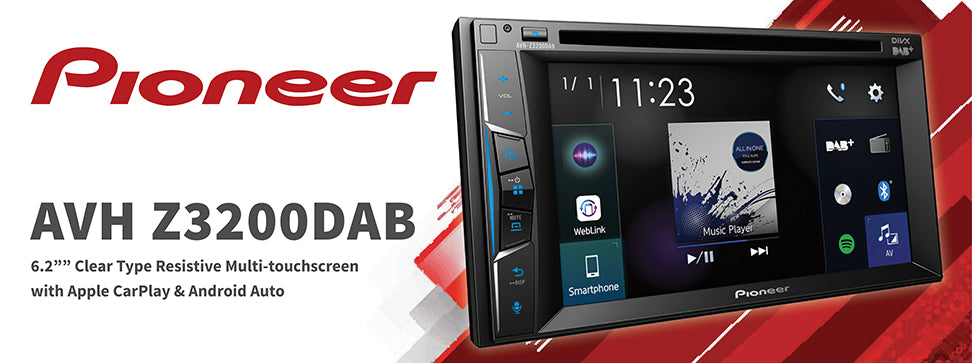 Pioneer AVH-Z3200DAB 6.2" Multimedia Player with Bluetooth, DAB/DAB+, Apple Carplay Android Auto control Aerial & Reverse Camera