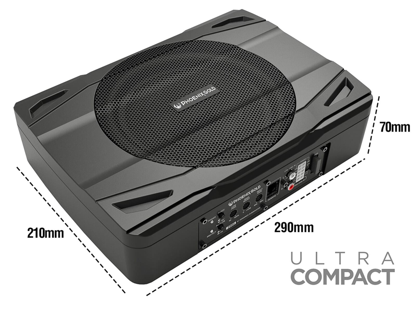 Phoenix Gold Z880 Underseat Active 8" subwoofer bass-box with built in amp