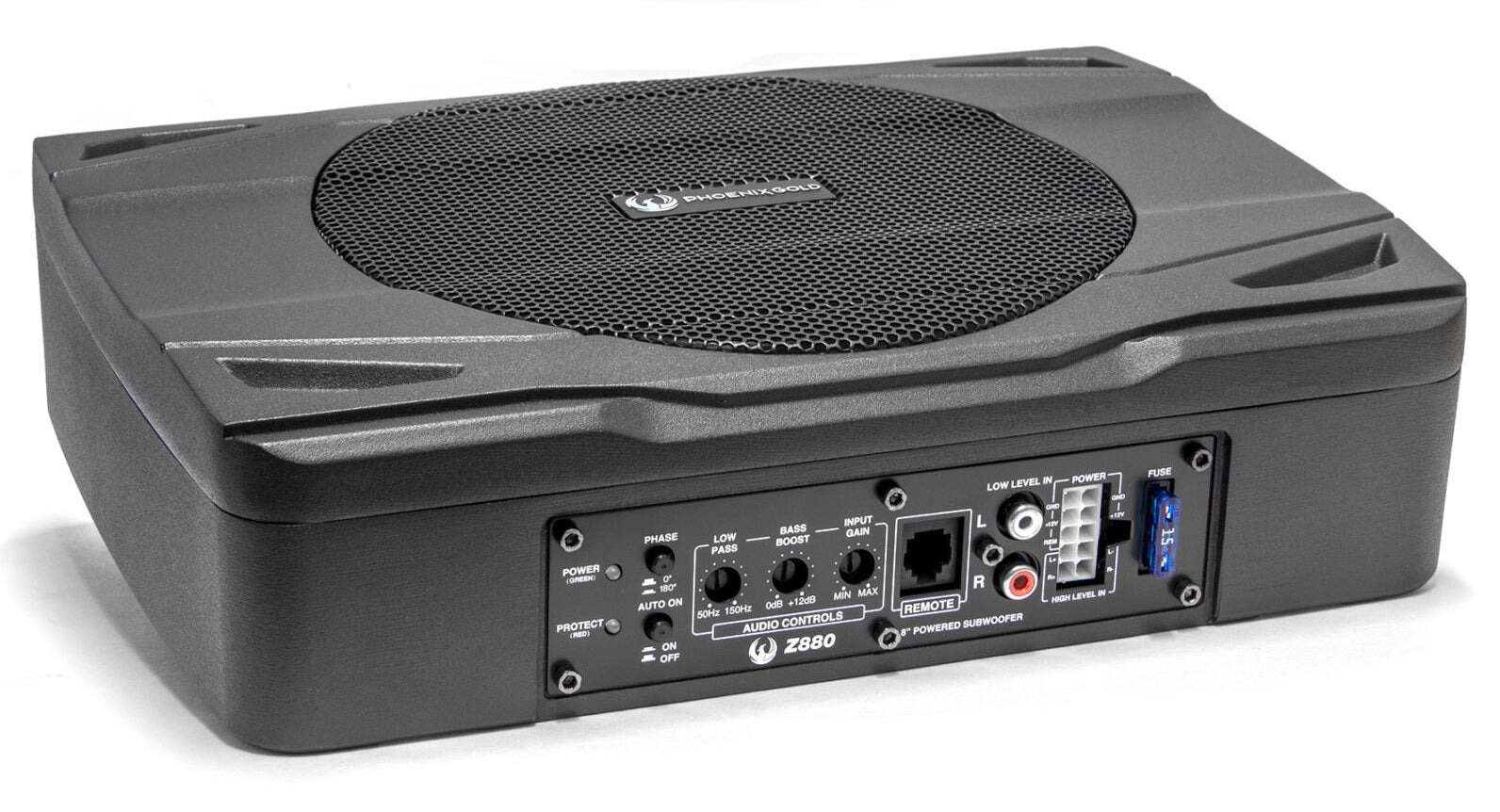 Phoenix Gold Z880 Underseat Active 8" subwoofer bass-box with built in amp