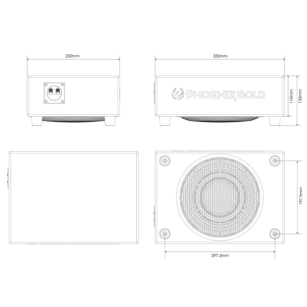 Phoenix Gold ZX18PDF 8 inch Ultimate 360 Degree Slim Subwoofer Box - 500W Max Power