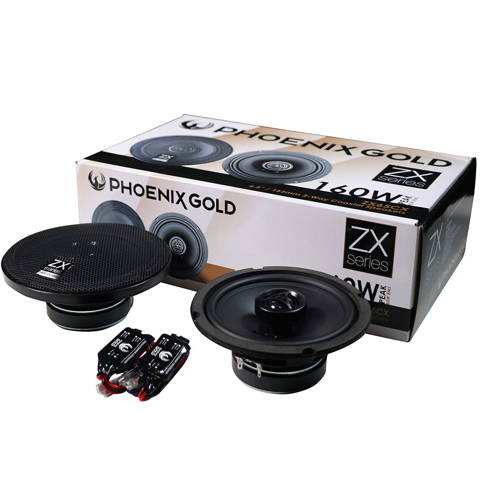 Phoenix Gold ZX65CX 6.5" 2 Way Coaxial Car Audio Speaker with Cable Filters