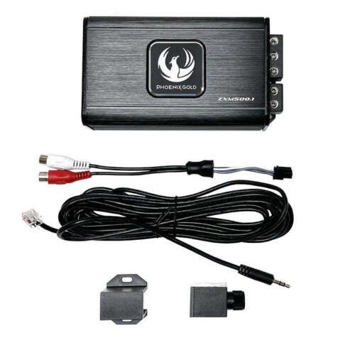 Phoenix Gold ZXMPCH1 includes a ZXM500.4 Amplifier ZXMISOT2 Chrysler, Dodge and Jeep ISO-T harness.
