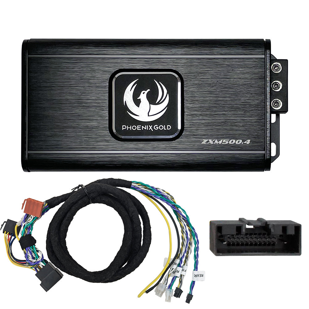 Phoenix Gold ZXMPF3 includes a ZXM500.4 Amplifier ZXMISOT2 Ford ISO-T harness.