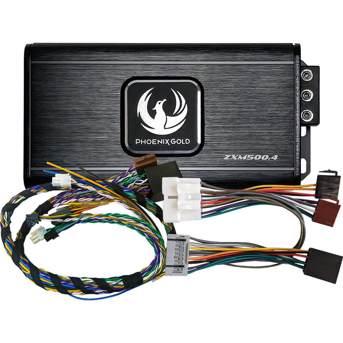 Phoenix Gold ZXMPI  includes a ZXM500.4 Amplifier ZXMISOT2 Isuzu ISO-T harness.