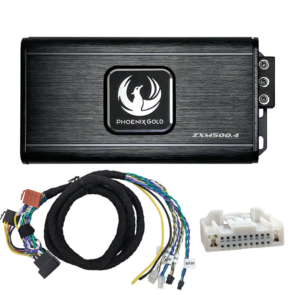 Phoenix Gold ZXMPN1 Nissan includes a ZXM500.4 Amplifier ZXMISOT2 ISO-T harness.