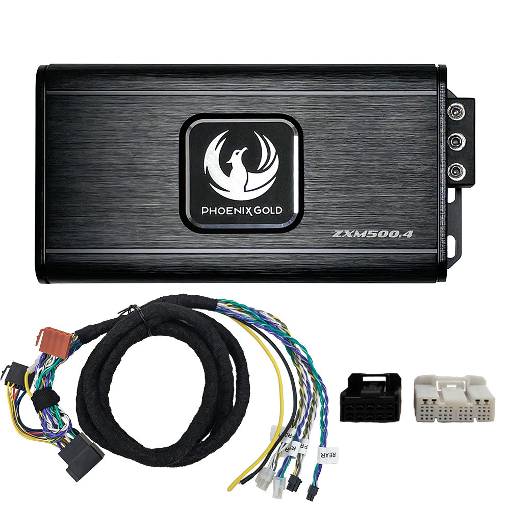Phoenix Gold ZXMPT2  includes a ZXM500.4 Amplifier ZXMISOT2 Toyota ISO-T harness.