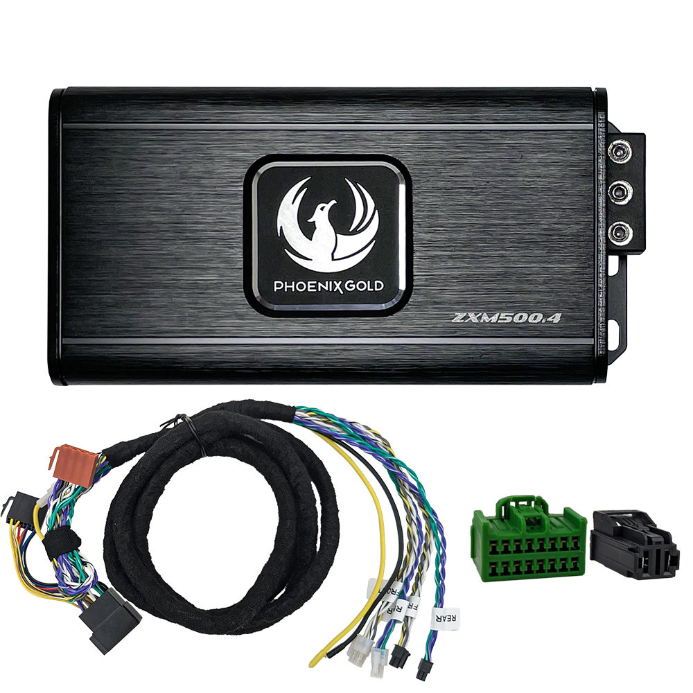 Phoenix Gold ZXMPV1 includes a ZXM500.4 Amplifier ZXMISOT2 Volvo  ISO-T harness.