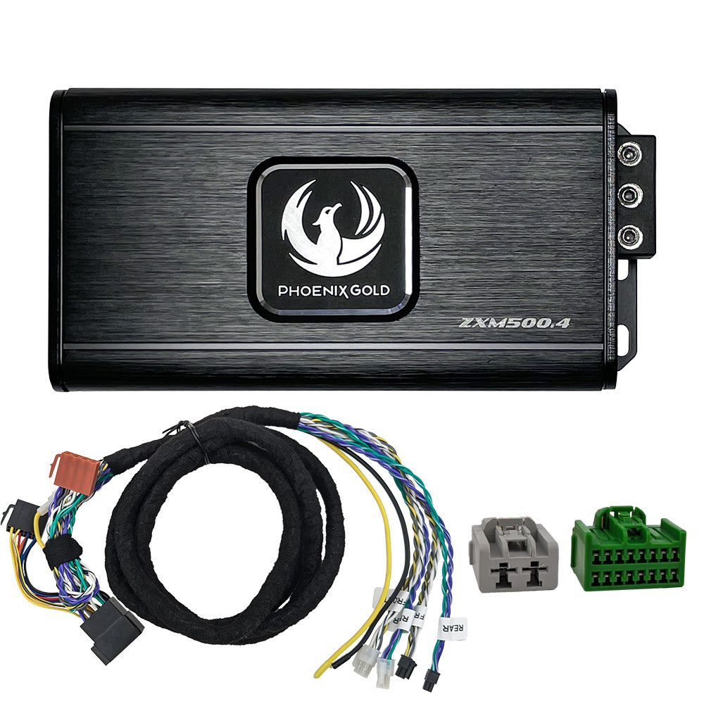 Phoenix Gold ZXMPV2 includes a ZXM500.4 Amplifier ZXMISOT2 Volvo ISO-T harness.