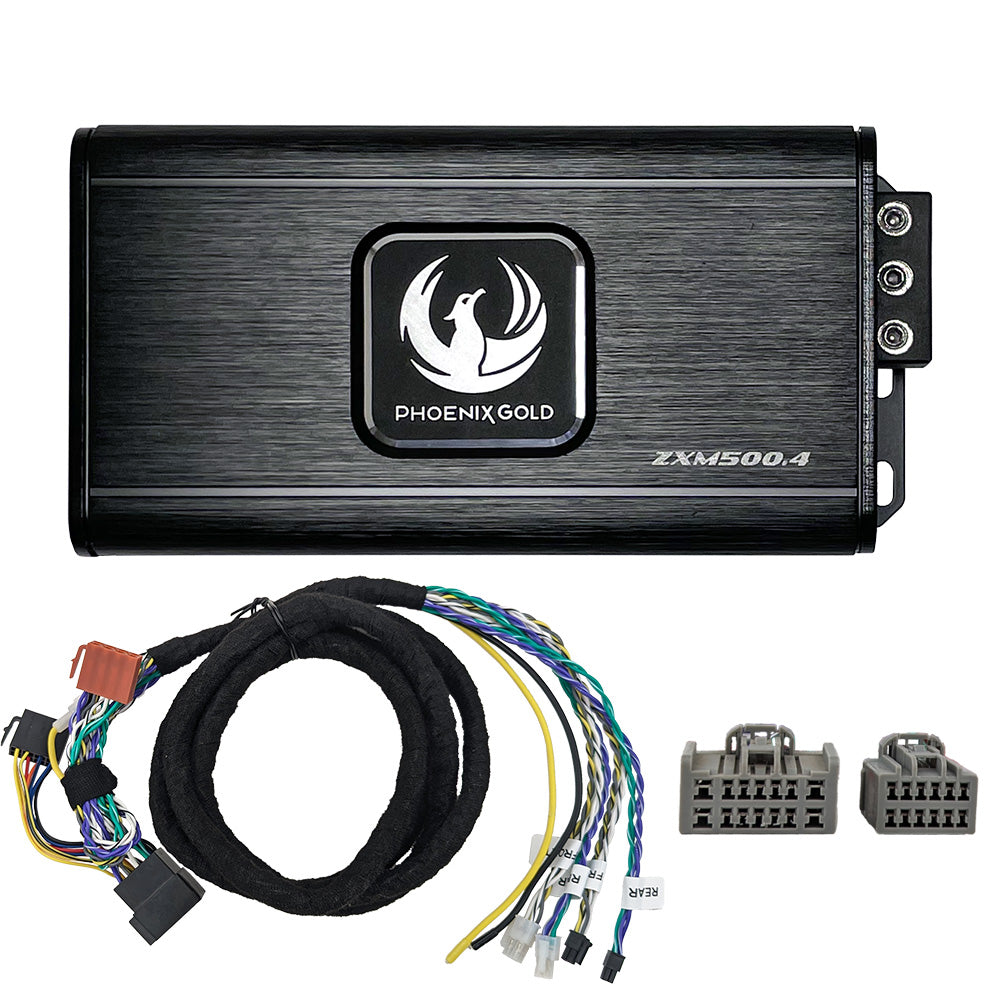 Phoenix Gold ZXMPV3 includes a ZXM500.4 Amplifier ZXMISOT2 Volvo ISO-T harness.